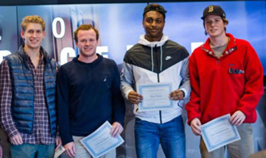 Students at CLEI event holding awards 