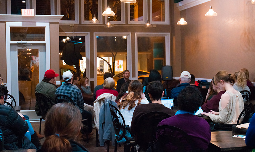 People sitting in a cafe