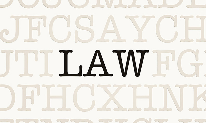 Graphic with text that reads: LAW