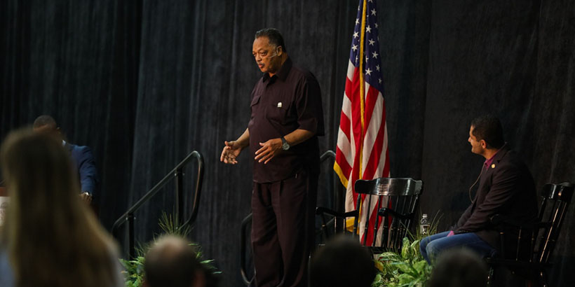 Jesse Jackson addresses the audience.