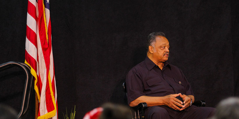 Jesse Jackson addresses the audience.