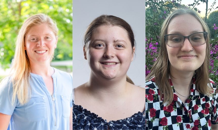 Collage of three headshots, all young women