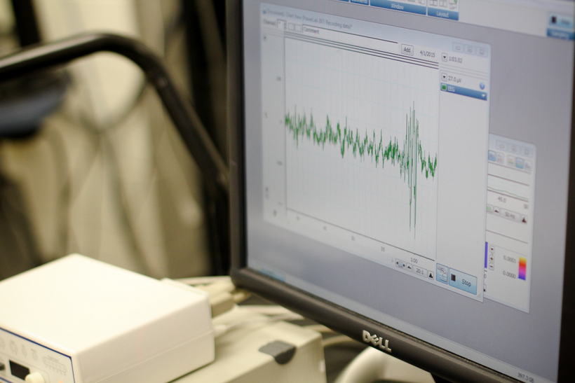 A close-up of a graph on a computer screen showing data from the readings
